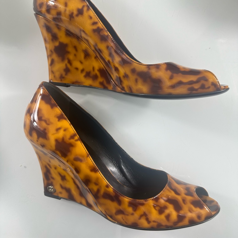 Gucci wedge heel open toe Vernice Tartarus NIB 9.5 Patent leather NIB - Picture 2 of 7